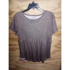 2/$15 Women's Crazy Train Babydoll Top Large Animal Print